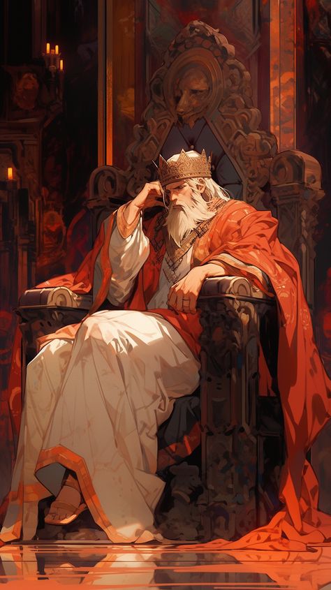 Person On Throne Reference, Royal Concept Art, Old King Fantasy Art, Old King Character Design, Man Sitting On Throne, Evil King Character Design, King Sitting On Throne Pose, King Drawing Character Design, Old King Art