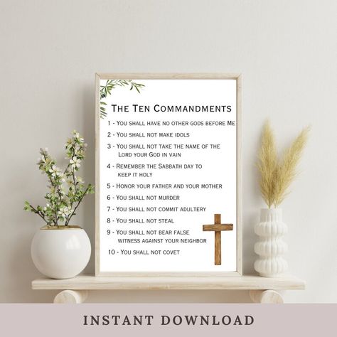 The 10 Commandments Wall Art - INSTANT DIGITAL DOWNLOAD

This Ten Commandments Wall Art will make the perfect addition to your bedroom, playroom, nursery, school room or anywhere else you want it. This is an amazing gift for the believer in your life and will help them to learn and retain the 10 commandments. 10 Commandments Of The Bible, The 10 Commandments, Playroom Nursery, Wall Art Neutral, Christian Home Decor, 10 Commandments, Prayer For Family, Ten Commandments, Christian Home