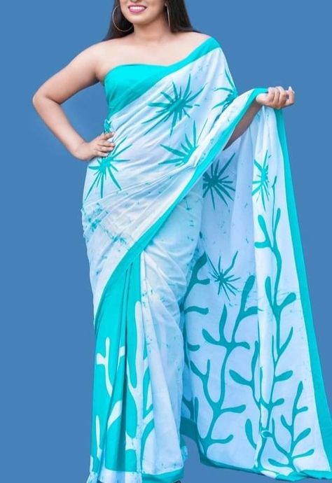 Bathik Saree Designs, Bathik Saree, Sari Designs, Batik Saree, Saree Painting Designs, Saree Painting, Sari Design, Batik Design, Batik Fashion