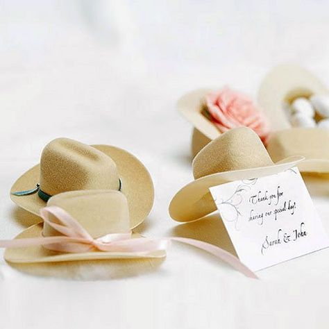 Mini Cowboy Hats by Beau-coup - bridal shower - use them on the napkins Western Wedding Favors, Cowboy Baby Shower Theme, Mini Cowboy Hat, Cowgirl Baby Showers, Country Western Wedding, Western Themed Wedding, Cowboy Baby Shower, Cowboy Baby, Country Theme Wedding