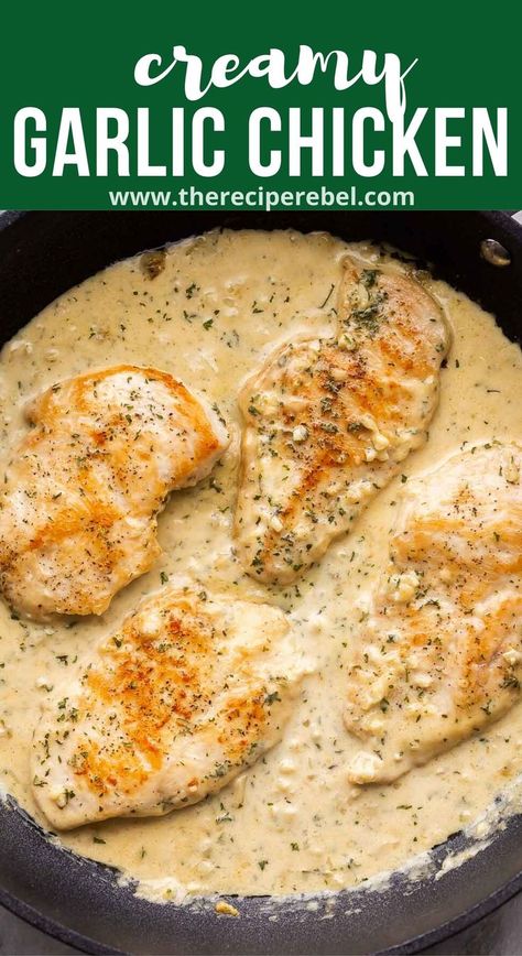 Pin on one pan Chicken dinner recipes Chicken Chicken Broth Recipes, Creamy Garlic Baked Chicken, Creamy Chicken Recipes Healthy, Easy Chicken One Pan Recipes, Creamy Healthy Chicken, Grilled Chicken Recipes With Sauce, Chicken With Pan Sauce Recipes, Chicken And Cream Recipes, Cream Of Chicken Dinner Recipes