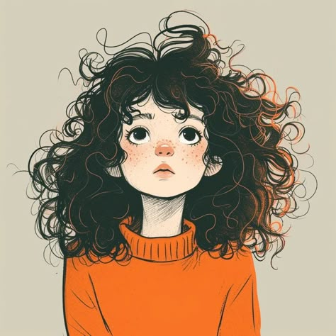 Curly Hair Animation, Aesthetic 4k Wallpaper, Animated Portrait, Girl With Curly Hair, ليلو وستيتش, Arte Grunge, Arte Peculiar, Arte 8 Bits, Illustration Art Drawing