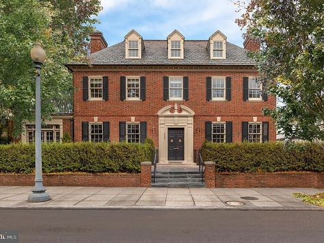 2409 Wyoming Ave NW, Washington, DC 20008 | Zillow Dc Houses, Washington Dc Houses, Red Brick Colonial, Colonial Revival, Indoor Swimming, Indoor Swimming Pools, Built In Desk, Architectural Inspiration, In Law Suite