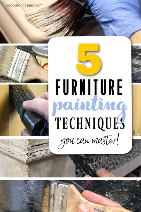 Learn these 5 furniture painting techniques and start updating those wood dressers you've been saving for the right ideas. DIY tutorials on the blog. via @dododsondesigns Chippy Paint Technique, Wood Dressers, Chalk Paint Furniture Diy, Hand Painted Dressers, Furniture Fix, Furniture Painting Techniques, Diy Chalk Paint, Furniture Update, Favorite Paint Colors