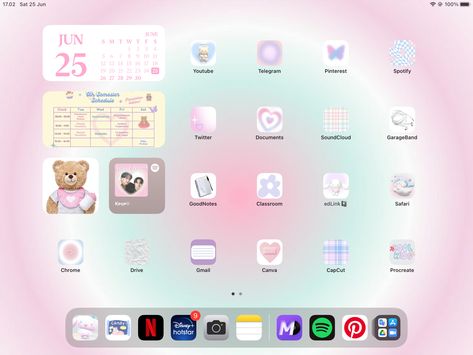 Computer Theme, Ipad Lockscreen, Ipad Organizer, Ipad Essentials, Custom Ipad, Ipad Ios, Iphone Home Screen Layout, Iphone Wallpaper Kawaii, Iphone App Layout