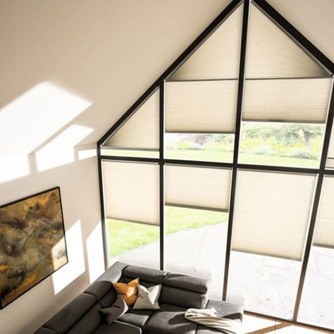 Blinds for Gable End Windows - Thomas Sanderson Blinds For Loft Windows, Gable Windows Exterior, Triangle Window Coverings, Gabled Windows, Gable End Windows, Triangular Windows, Blinds Inspiration, Apex Window, Triangle Window