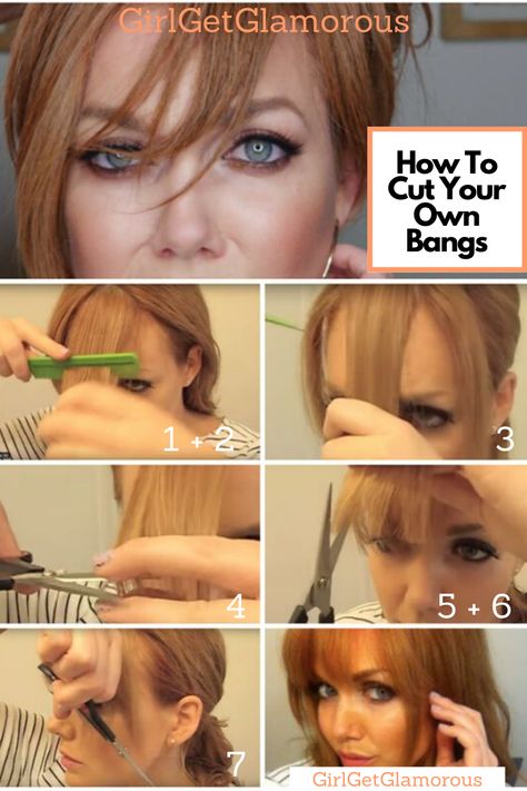 Cut Your Own Bangs, Bangs At Home, Trim Bangs, Cut Own Hair, Hair Codes, Bangs Tutorial, How To Cut Your Own Hair, Diy Haircut, How To Cut Bangs