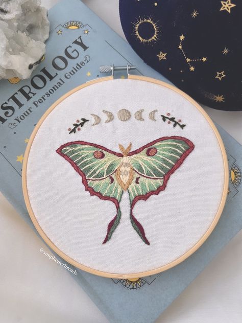 Whimsigoth Embroidery, Mystical Embroidery, Edgy Embroidery, Fantasy Embroidery, Bug Embroidery, Moody Embroidery, Celestial Embroidery, Artemis Embroidery, Moth Embroidery