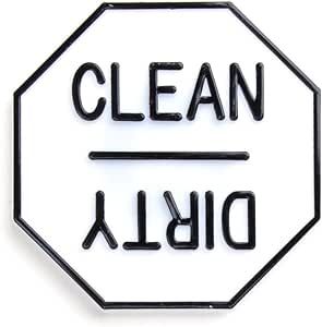 Fox Run - 5935 Fox Run Clean or Dirty Dishwasher Magnet, 2.5 x 2.5 x 0.25 inches, White Dishwasher Sign, Clean Dirty Dishwasher Magnet, White Refrigerator, Drain Clog Remover, Dishwasher Magnet, Clogged Drain, Dirty Dishes, Stainless Steal, Clean Dishwasher