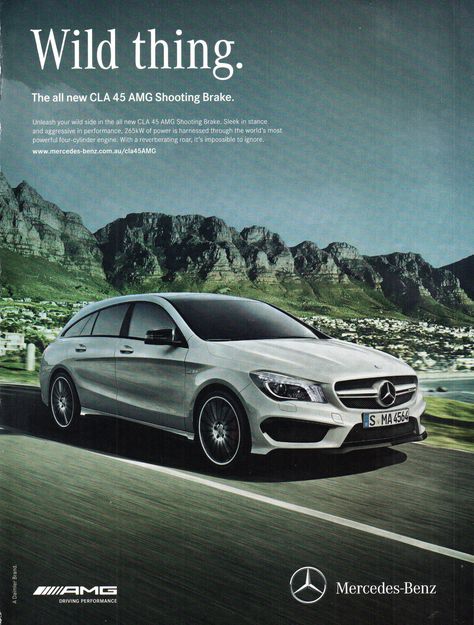 Car Creative Ads, Cla 45 Amg, Car Advertising Design, Automotive Ads, Mercedes G Wagon, Ad Car, Car Catalog, Magazine Advertisement, Shooting Brake