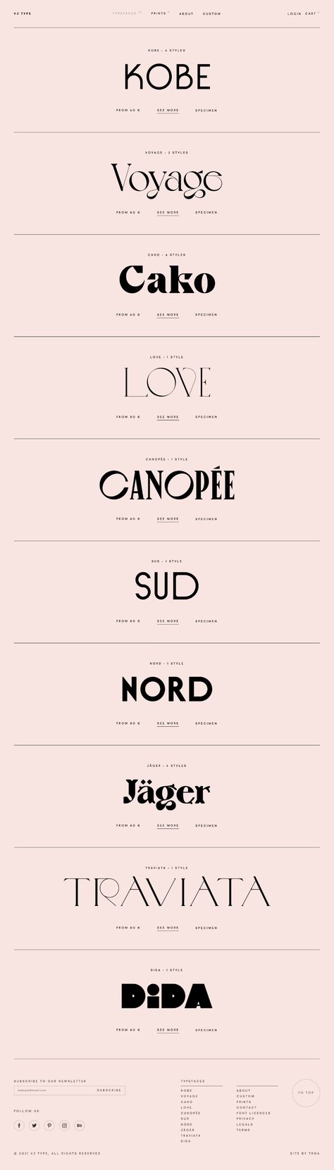 VJ Type Typefaces landing page design inspiration - Lapa Ninja Vj Type, Type Pairings, Landing Page Design Inspiration, Landing Page Inspiration, Feminine Fonts, Types Of Websites, Design Fonts, Font Combinations, Type Foundry