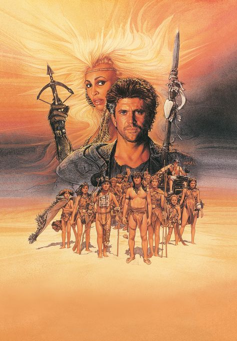 Richard Amsel's original art for the "Mad Max Beyond Thunderdome" movie poster Mad Max 3, Septième Art, Jeepers Creepers, Mel Gibson, 80s Movies, Tina Turner, Movie Poster Art, Action Film, Sci Fi Movies