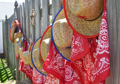 hats and bandanas Rodeo Birthday Parties, Cowboy Theme Party, Western Birthday Party, Horse Birthday Parties, Cowboy Birthday Party, Western Birthday, Rodeo Birthday, Cowgirl Birthday Party, Horse Party