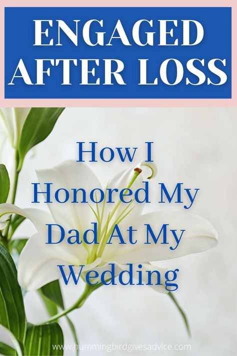 Losing my dad before my wedding was one of the hardest things I ever had to go through. While I was excited to get married, I wanted to find ways to process my loss and also honor my father at my wedding without the day being too sad. In this post, I discuss my experience of loss before my wedding, how I grieved while wedding planning, how I honored my late father at my wedding, ideas for honoring your loved ones who pass before your wedding, and advice for having a fantastic wedding day. How To Honor Late Father At Wedding, How To Honour Loved Ones At Wedding, Late Father Wedding Ideas, Honor Late Father At Wedding, Father Of The Bride Memorial, Hummingbird Wedding, Prayer For Parents, Missing Father, Wedding Toss