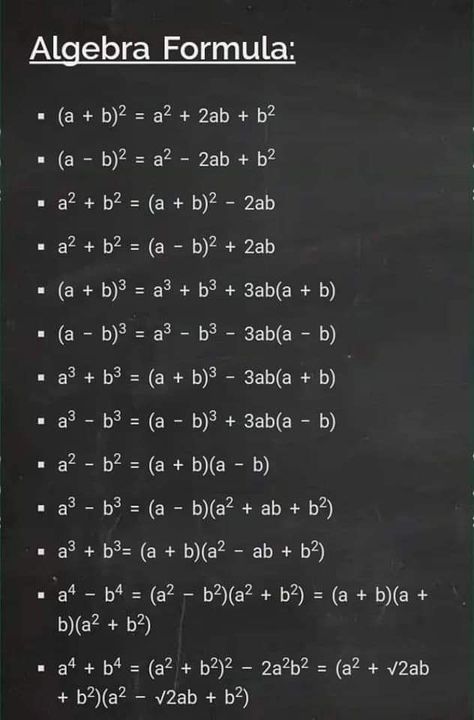 Algebra Notes, Math Formula Chart, Algebra Formulas, Formula Chart, Studera Motivation, Bahasa Jepun, Math Quotes, Learning Mathematics, Math Tutorials