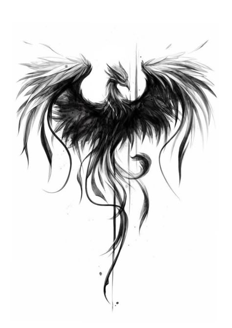 Smoky Phoenix Tattoo, Tattoo Cover Ups Men, Black Phoenix Tattoo Women, Gothic Phoenix Tattoo, Maleficent Phoenix Form, The Phoenix Drawing, Black And White Phoenix Tattoo, Phoenix Art Drawing, Phoenix Forearm Tattoo