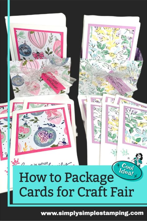 Diy Greeting Card Sets, Paper Crafts To Sell Ideas, Handmade Cards To Sell Craft Fairs, Craft Show Card Display Ideas, Diy Box For Cards, Card Displays For Craft Shows, Handmade Card Display Ideas, Su Craft Fair Ideas To Sell, Cards To Make And Sell