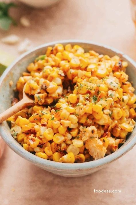 Looking for a salad recipe bursting with Mexican flavors? Try out this amazing Mexican Street Corn Salad, also known as Esquites! It features charred corn kernels mixed with creamy mayo, tangy lime, spicy chilies, and the savory burst of Cotija cheese. You can make it quickly and easily, making it perfect for parties or weeknight dinners. This authentic Mexican recipe works great as a side dish, dip, or flavorful topping for tacos and salads. Full recipe on my blog. Street Corn Off The Cob, Mexican Street Corn Salad Recipe, Corn Off The Cob, Street Corn Salad, Charred Corn, Mexican Street Corn Salad, Mexican Street Food, Salad Dishes, Mexican Street Corn