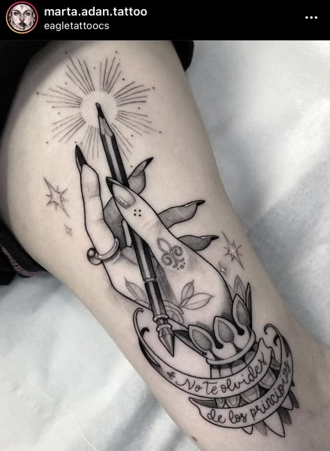 Witch Hand Tattos, Neo Traditional Hand Drawing, Witchy Hands Tattoo, Witchy Hand Drawing, Clairvoyant Tattoo, Hand Holding Tarot Card Tattoo, Magic Ball Tattoo, Paint Tube Tattoo, Cute Witchy Tattoos