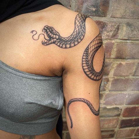 Snake Tattoos Upper Arm, Copperhead Snake Tattoo, Back Snake Tattoo, Snake Shoulder Tattoo, Two Headed Snake Tattoo, Snake Hand Tattoo, Pelvic Tattoos, Copperhead Snake, Supernatural Tattoo