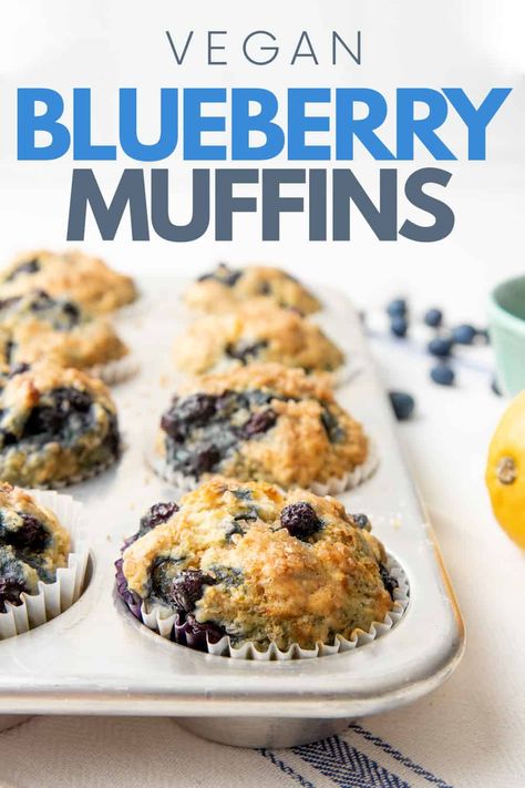 Start your day off right with these tender, fluffy, and healthy Vegan Blueberry Muffins! Stash them in the freezer for an easy grab-and-go breakfast. Chia Muffins, Aip Breakfast, Vegan Blueberry Muffins, Healthy Blueberry Muffins, Muffins Vegan, Keto Baking, Vegan Breakfasts, Vegan Muffins, Sans Gluten Sans Lactose