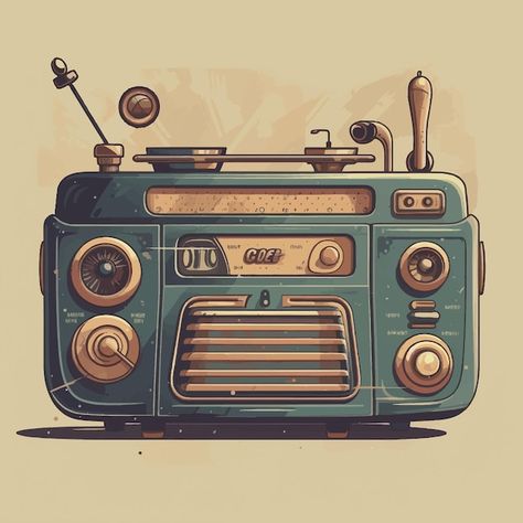 Vintage Radio Illustration, Radio Drawing, 3d Animation Wallpaper, Old School Radio, Ancient Drawings, Dj Images Hd, Radio Design, Radio Vintage, Bunny Painting