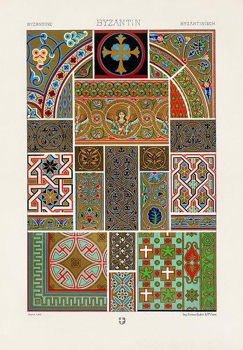 Byzantine pattern from L'ornement Polychrome (1888) by Albert Racinet (1825–1893). Digitally enhanced from our own original 1888 edition. | by Free Public Domain Illustrations by rawpixel Byzantine Color, Byzantine Pattern, Medieval Pattern, Byzantine Mosaic, Fashion Drawing Sketches, Free Illustration Images, Print Design Art, Egyptian Symbols, Byzantine Art