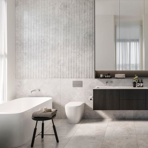 Luxe Ensuite, Clay Bathroom, Modern House Design Interior, New Modern House, Grey Wall Tiles, Luxe Bathroom, Grey Bathroom Tiles, Bathroom Ensuite, Grey Wall