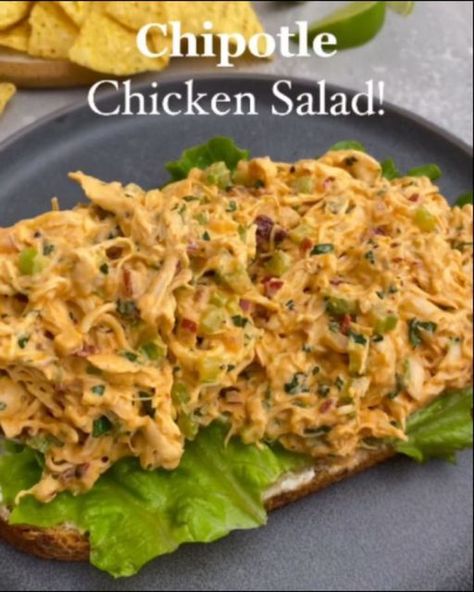 Healthy Eat Gram on Instagram: "CHIPOTLE CHICKEN SALAD!😍 by @kalefornia_kravings . A fiery spin on classic chicken salad!🔥We’ve been LOVING this one lately! Featuring shredded chicken, fresh veggies & cilantro all tossed in a creamy chipotle lime dressing! (The spice level can easily be tailored too.😉) It’s quick, easy, full of flavor & packed with protein! . Click the link in her bio & search “Chipotle Chicken Salad” in the search bar. . What you’ll need: Shredded chicken Celery Red onion Cilantro Mayonnaise Plain Greek yogurt Chipotle peppers in adobo sauce Lime juice Garlic Smoked paprika Salt Black pepper" Chipotle Lime Dressing, Chipotle Chicken Salad, Kalefornia Kravings, Chicken Breast Salad, Chicken Celery, Chipotle Peppers In Adobo Sauce, Classic Chicken Salad, Chicken Fresh, Chipotle Peppers