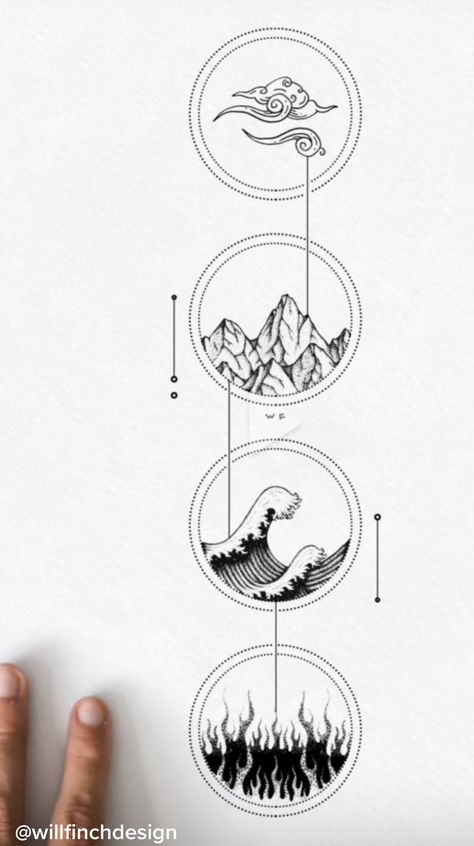 Five Elements Tattoo Design, The 4 Elements Tattoo, 5 Elements Tattoo Design, Force Of Nature Tattoo, Elements Tattoo Symbols, Elements Of Nature Tattoo, 5 Elements Tattoo, Earth Element Tattoo, 4 Elements Tattoo