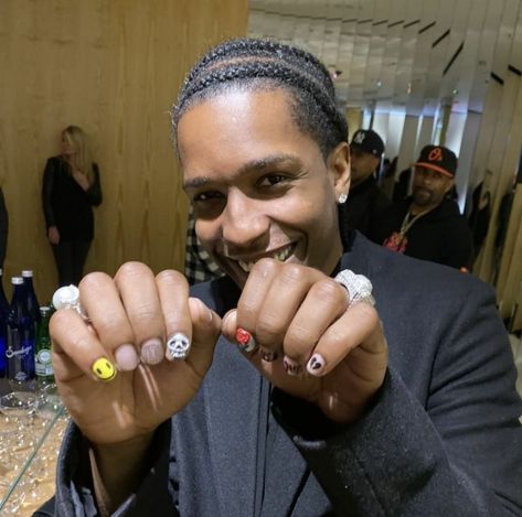 Asap Rocky Nails, Masculine Nail Art, Rakim Mayers, Mens Manicure, Nail Guide, Purple Swag, Men Nail Polish, Husband Appreciation, Pretty Flacko