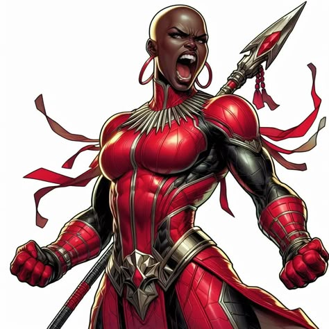 Black Female Super Heroes, Marvel Female Villains, Wakanda Art, Comic Book Characters Female, Black Marvel Characters, Black Scifi, Okoye Marvel, Black Panther Images, Egyptian Warrior