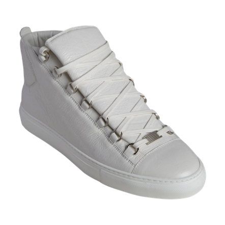 Balenciaga Arena High Trainers Balenciaga Arena, Mens High Top Shoes, White Sneakers Men, Balenciaga Mens, Leather High Tops, Dream Shoes, High Top Shoes, Designer Sneakers, White Sneakers