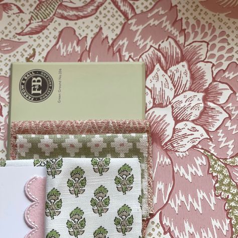 Green Bedroom Mood Board, Green Pink Nursery, Green Pink Bedroom, Pink And Green Room, Dusty Pink Bedroom, Fabric Board, Big Girl Bedrooms, Pink Color Schemes, Green Nursery