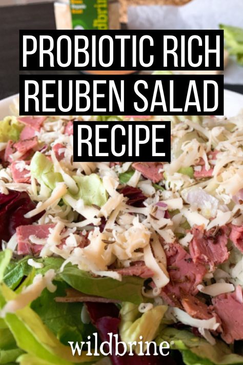 Sauerkraut Salad Healthy, Salad With Sauerkraut, Reuben Salad With Cabbage, Rueben Salad, Ruben Salad, Reuben Salad Recipe, Reuben Salad, Reuben In A Bowl, Probiotic Recipes