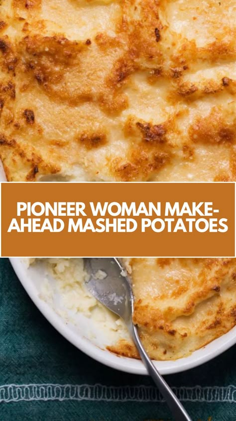 This easy, creamy mashed potato recipe from Pioneer Woman is perfect for a quick and delicious side dish. Made with simple ingredients like butter, cream cheese, and half-and-half, it’s a warm, comforting dish that can be prepared in advance for hassle-free meals. Perfect for any occasion! Pioneer Mashed Potatoes, Pioneer Woman Creamy Mashed Potatoes, Make Ahead Mashed Potatoes Recipe Pioneer Woman, Pioneer Woman Potato Casserole, Pioneer Women Mash Potatoes, Best Russet Mashed Potatoes, Southern Style Mashed Potatoes, Recipe Using Mashed Potatoes, Pioneer Woman Make Ahead Mashed Potatoes