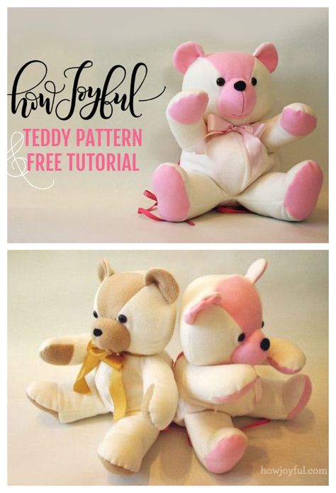 DIY Fabric Teddy Bear Free Sewing Patterns | Fabric Art DIY Free Teddy Bear Patterns, Teddy Bear Pattern Free Printable, Fabric Teddy Bear, Make A Teddy Bear, Teddy Bear Patterns, Fabric Art Diy, Bunny Patterns, Quilted Toys, Frog Toy