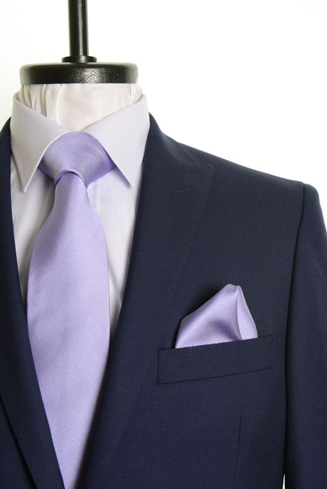 Dark Blue Suit With Purple Tie, Black Suit With Lavender Tie, Navy Suit With Purple Tie, Groom Suit Lavender, Purple Suits For Men Wedding Ideas, Suit With Purple Tie, Groomsmen Purple, Purple And Gray Wedding, Lavender Wedding Theme