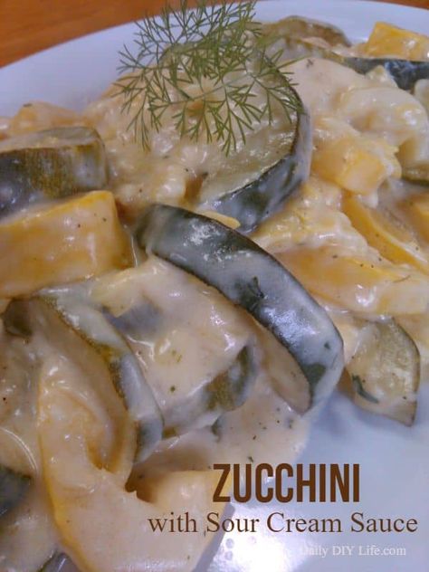 Zucchini with Sour Cream Sauce Zucchini Sour Cream, Recipe For Zucchini, Crispy Green Beans, Best Zucchini Bread, Spicy Dipping Sauce, Sour Cream Sauce, Plant Based Diet Recipes, Sour Cream And Onion, Zucchini Recipes