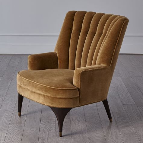 Duncan Chair-Toast Velvet Global Views, Beautiful Chair, Furniture Removal, Custom Upholstery, Cotton Velvet, Stylish Furniture, Wingback Chair, Types Of Wood, Comfortable Seating