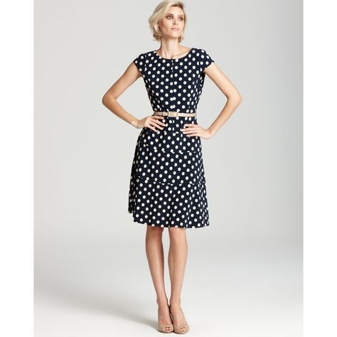 Anne Klein Dress Cap Sleeve Polka Dot Swing Dress ($83) ❤ liked on Polyvore Polka Dot Dresses, Anne Klein Dress, Y2k Aesthetic Outfits, Womens Business Casual, Cap Dress, Spring Outfits Women, Like A Girl, Capped Sleeve Dress, Black & White