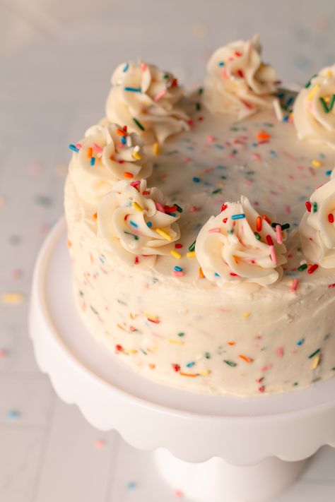 6-in Small Batch Funfetti Cake - Alissa's Bakeshop Naked Funfetti Cake, Small Batch Birthday Cake, Small Funfetti Cake, Mini Funfetti Cake, 6” Cake, 6” Cake Recipes, Mini Birthday Cake Ideas For Her, Funfetti Smash Cake, Small Batch Cake