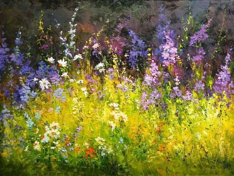 meadow grasses and flowers - The Gallery Design - Paintings & Prints, Landscapes & Nature, Fields, Wildflower & Flower Fields - ArtPal Flower Meadow Painting Acrylic, Meadow Oil Painting, Flowers In Grass Painting, Flower Field Landscape Horizontal, Wildflower Meadow Painting, Grass Field Painting, Flower Meadow Painting, Field Of Flowers Painting, Wild Flower Painting