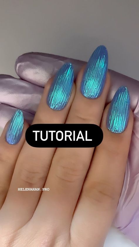 Blue Chrome Nails, Chrome Top, 3d Nail Designs, Chrome Nail Art, Chrome Nails Designs, Art Deco Nails, Beauty Nails Design, Gel Nails Diy, Nail Art Designs Diy