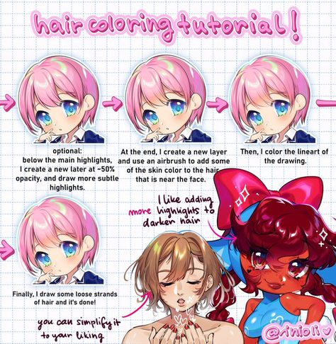 Clip Studio Paint Tutorial, Drawing Hair Tutorial, Comic Tutorial, Concept Art Tutorial, Drawing Hair, Hair Sketch, Art Basics, Digital Art Beginner, Coloring Tutorial