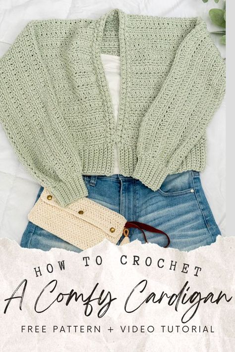 Free Crochet Garment Patterns, Crochet Collar Sweater Pattern, Free Cardigan Pattern Crochet, Cropped Crochet Cardigan Free Pattern, Ombre Yarn Crochet Patterns, Crochet Wearables Patterns Free, Top Down Crochet Cardigan, Sweater Crochet Pattern Free, Crochet Layering