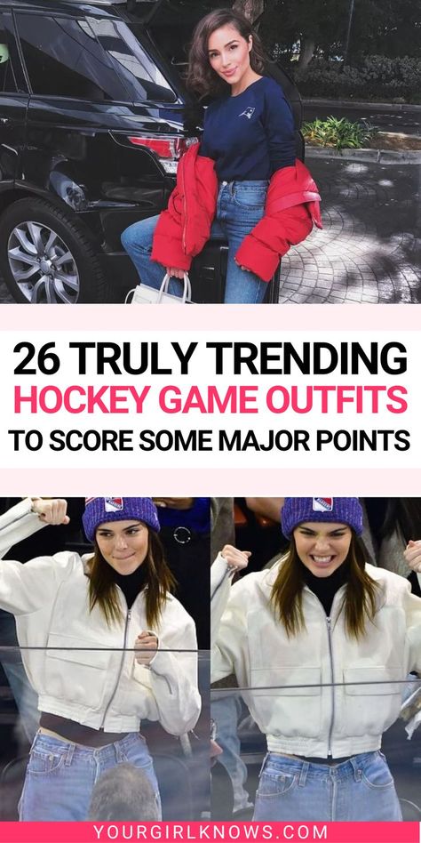 Wondering what to wear to a hockey game? Don't let the cold stand in the way of your style game! We've put together 26 cute hockey game outfits that'll not only keep you warm and cozy, but also make you the center of attention at the rink! Fall Hockey Game Outfit, Ice Hockey Game Outfit, Hockey Rink Outfits Mom, Hockey Jersey Outfit Aesthetic, Nhl Outfit Ideas Woman, Hockey Game Attire For Women, Hockey Game Outfits For Women Aesthetic, Casual Hockey Game Outfit, Cute Hockey Game Outfit Winter