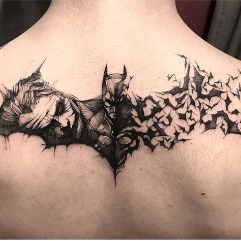 Tattoo Batman Batman Joker Tattoo, Tattoo Planets, Batman Tattoos, Tato Nama, Batman Tattoo, Comic Tattoo, Kunst Tattoos, Cross Tattoos, Marvel Tattoos