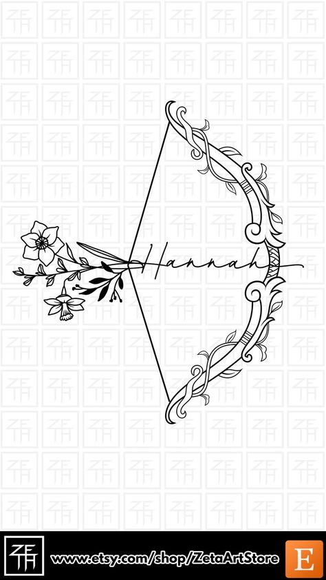 Flower Bow And Arrow Tattoo, His And Her Bow And Arrow Tattoos, Bow Arrow Couple Tattoo, Tattoo Ideas Bow And Arrow, Couple Tattoos Bow And Arrow, Bowen Arrow, Bow And Arrow Tattoo, Arrow Tattoo Design, Western Tattoos