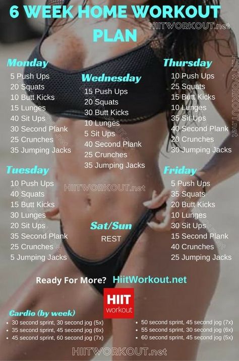 6 Week Home Workout Plan - HIIT 6 Week Workout Plan, 6 Week Workout, Week Workout Plan, Sixpack Workout, Week Workout, Weekly Workout Plans, Home Workout Plan, Get Ripped, At Home Workout